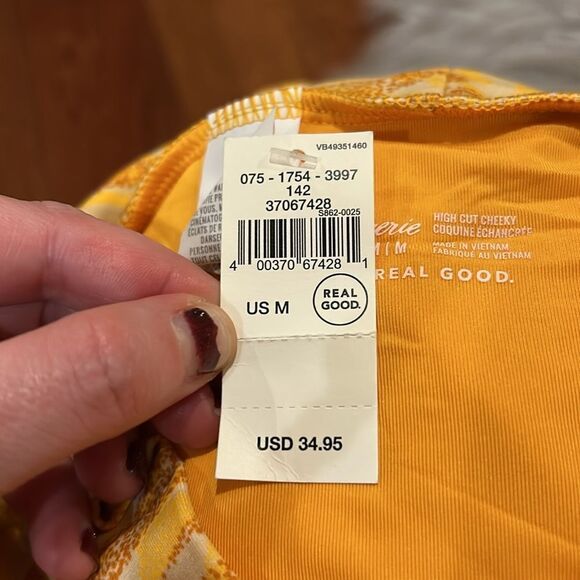 NWT aerie‎ high cut cheeky orange zebra print swimsuit bottoms - Picture 3 of 5